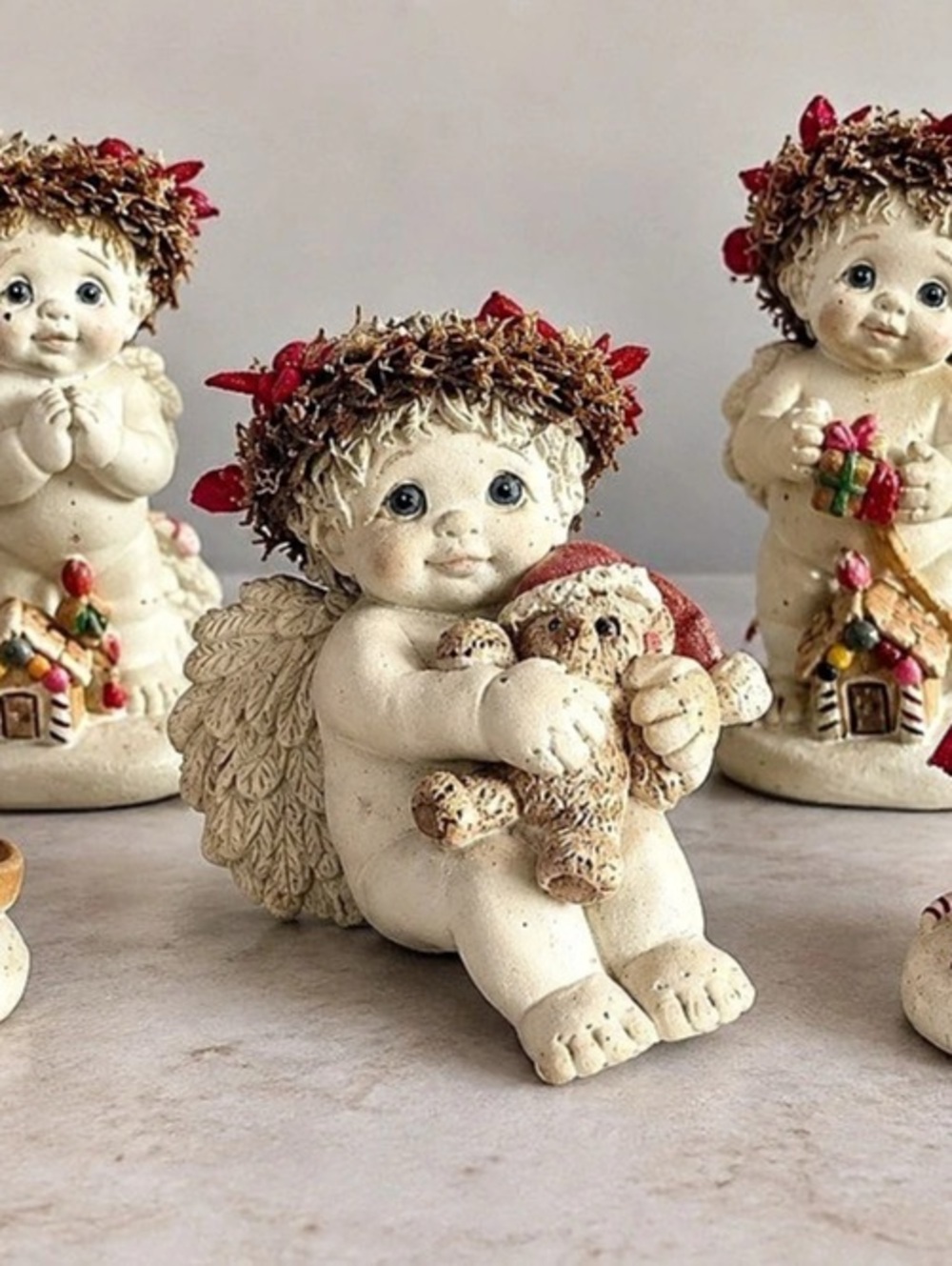 Dreamsicles Christmas Angel Figurine Set in White & Red
